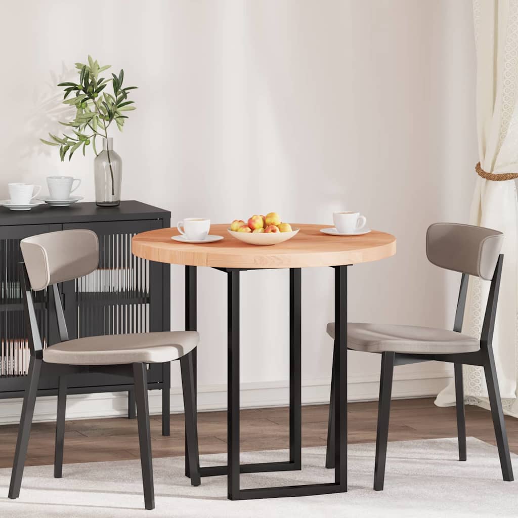 Plateau de table Marron clair Ø 80 x 4 cm Chêne massif - XIOS