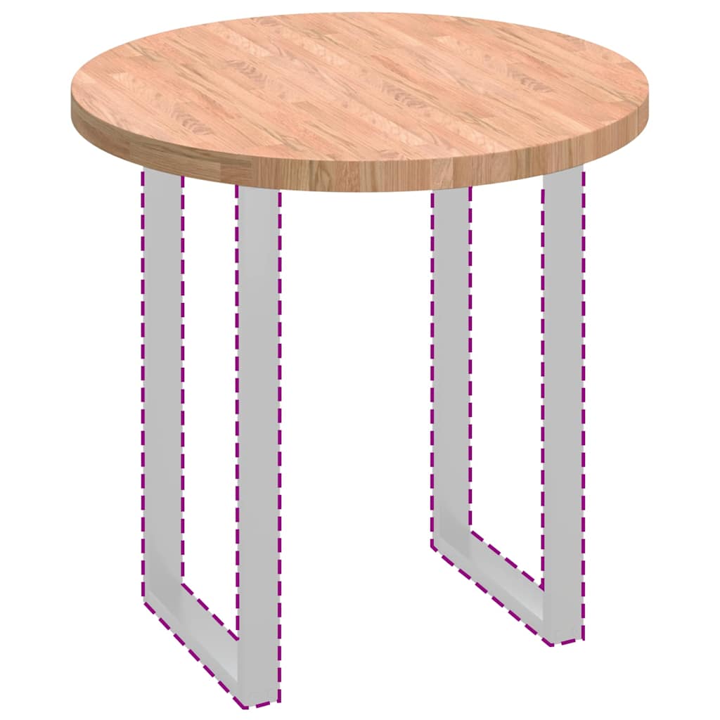 Plateau de table Marron clair Ø 80 x 4 cm Chêne massif - XIOS