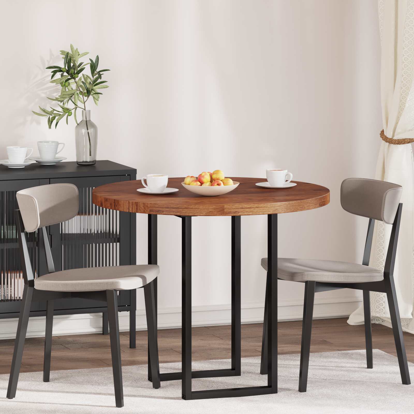 Plateau de table Ø 90 x 4 cm Rond Bois de chêne massif
