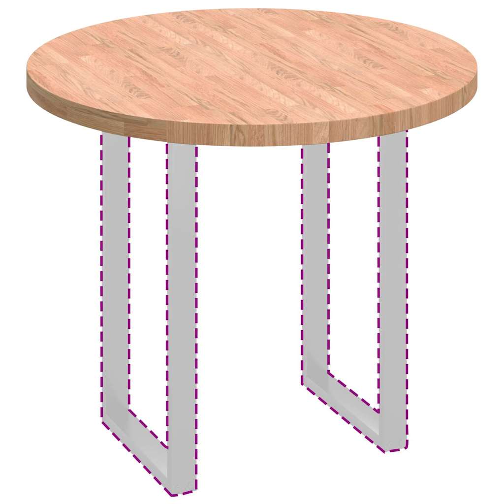 Plateau de table Marron clair Ø 90 x 4 cm Chêne massif - XIOS