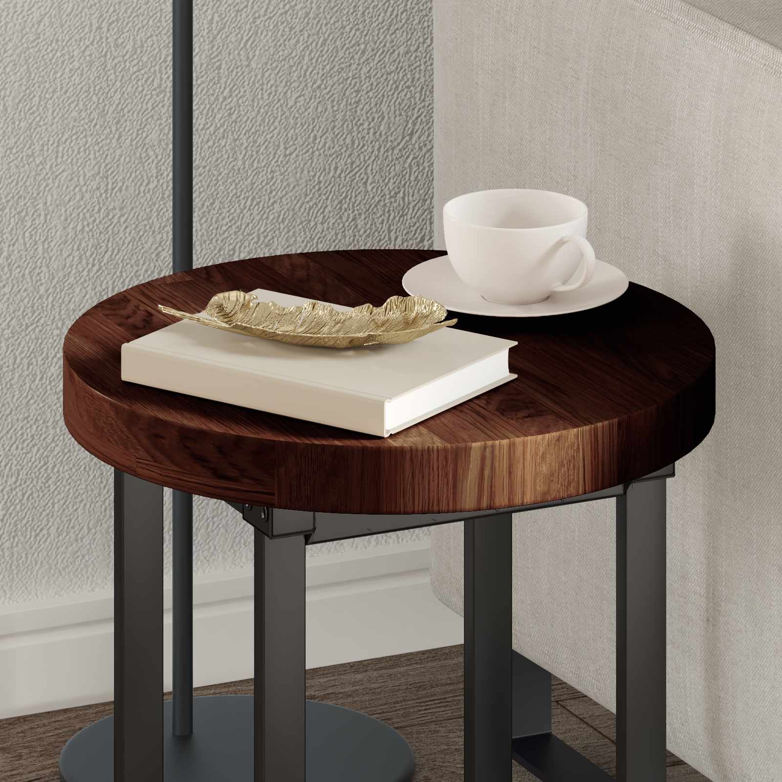 Plateau de table Marron foncé Ø 40 x 4 cm Bois de chêne massif - XIOS