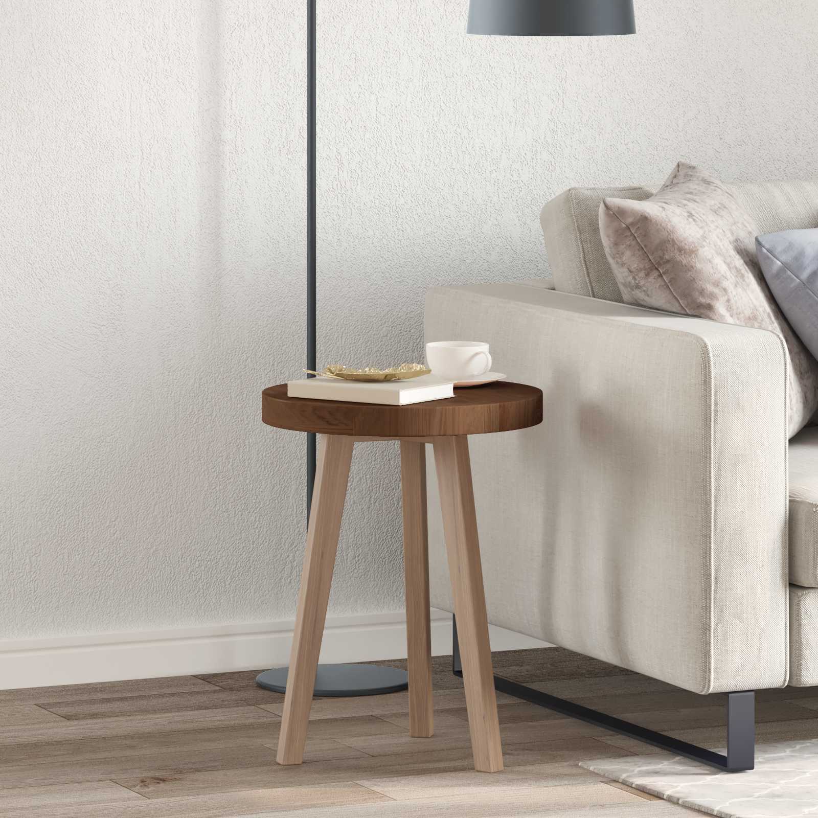 Plateau de table Marron foncé Ø 40 x 4 cm Bois de chêne massif - XIOS