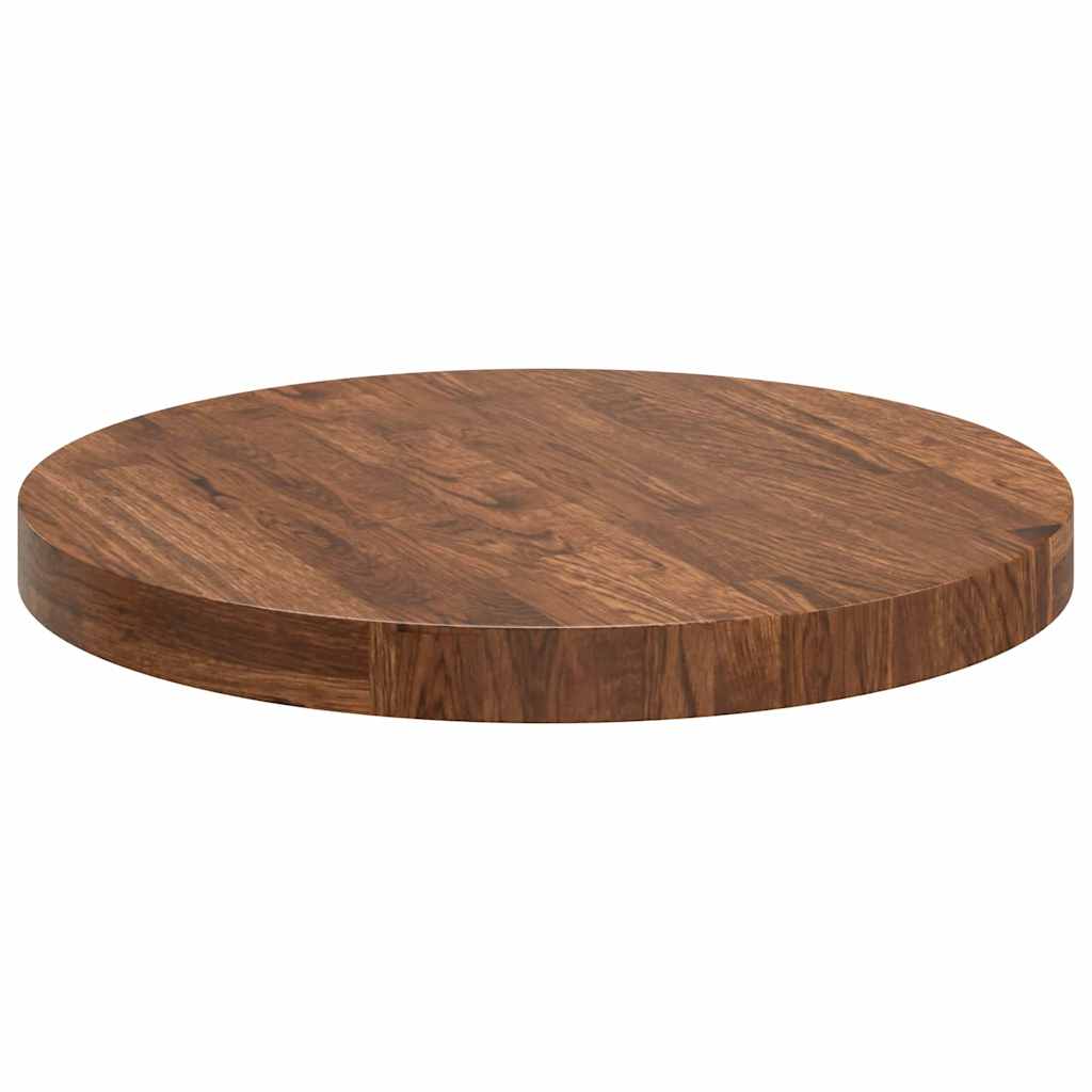 Plateau de table Marron foncé Ø 50 x 4 cm Chêne massif - XIOS