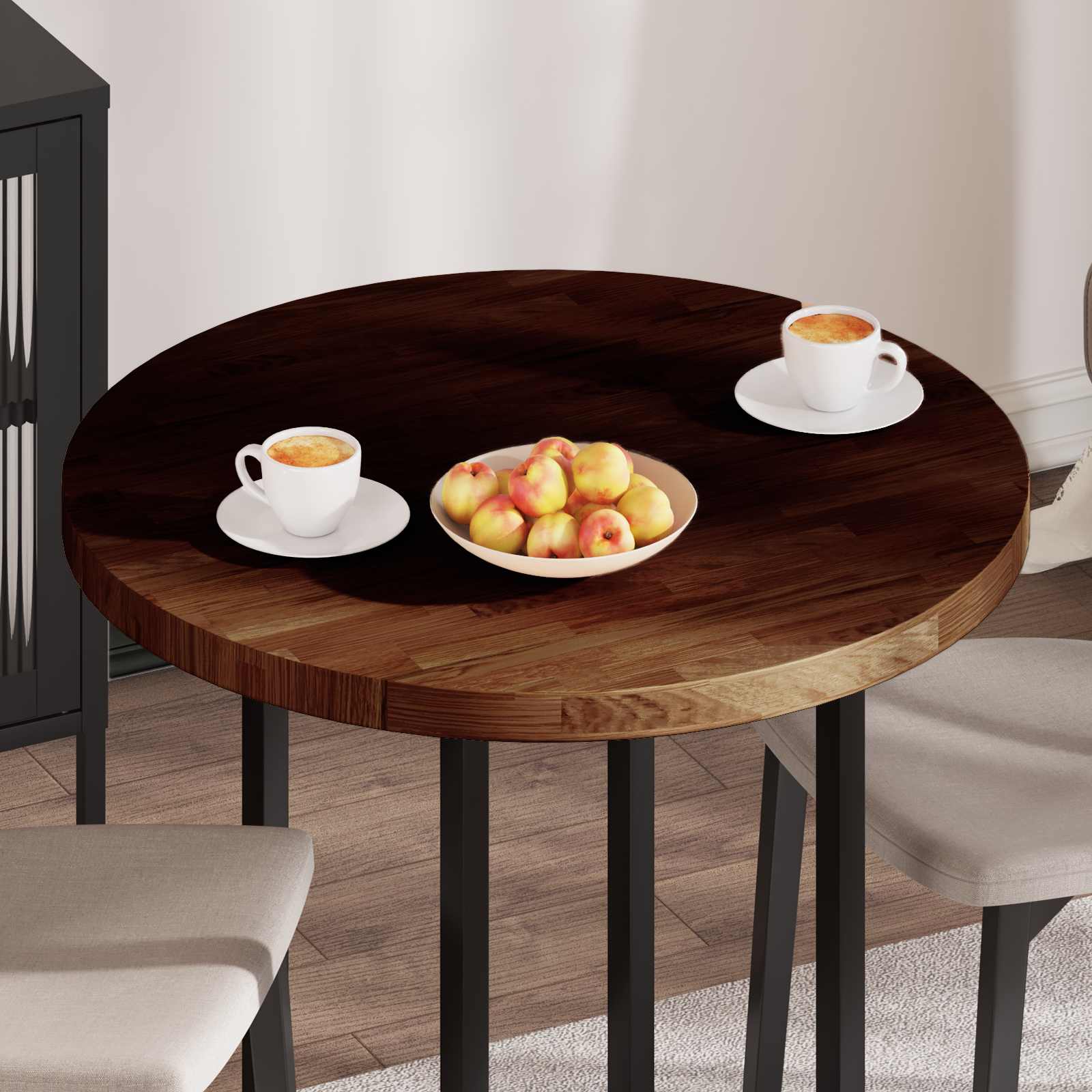 Plateau de table Ø 80 x 4 cm Rond Bois de chêne massif