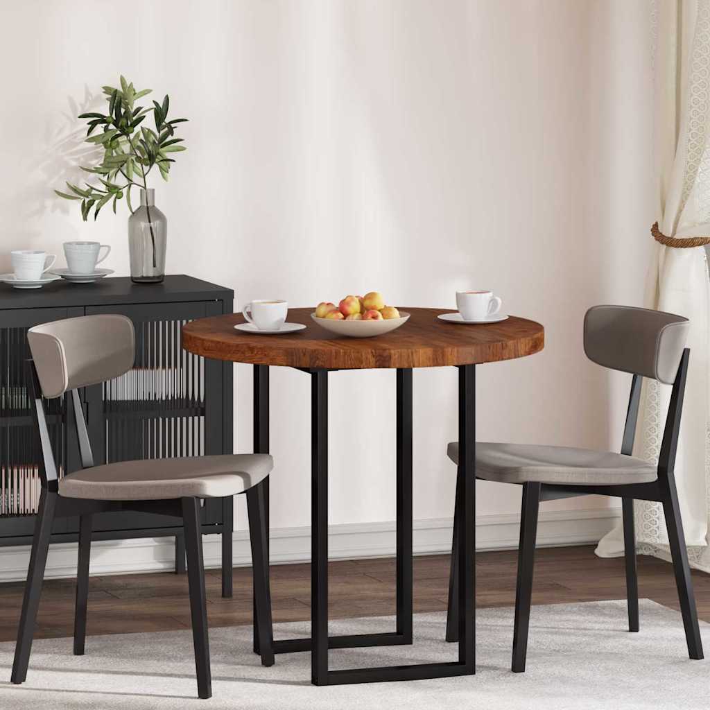 Plateau de table Marron foncé Ø 80 x 4 cm Chêne massif - XIOS