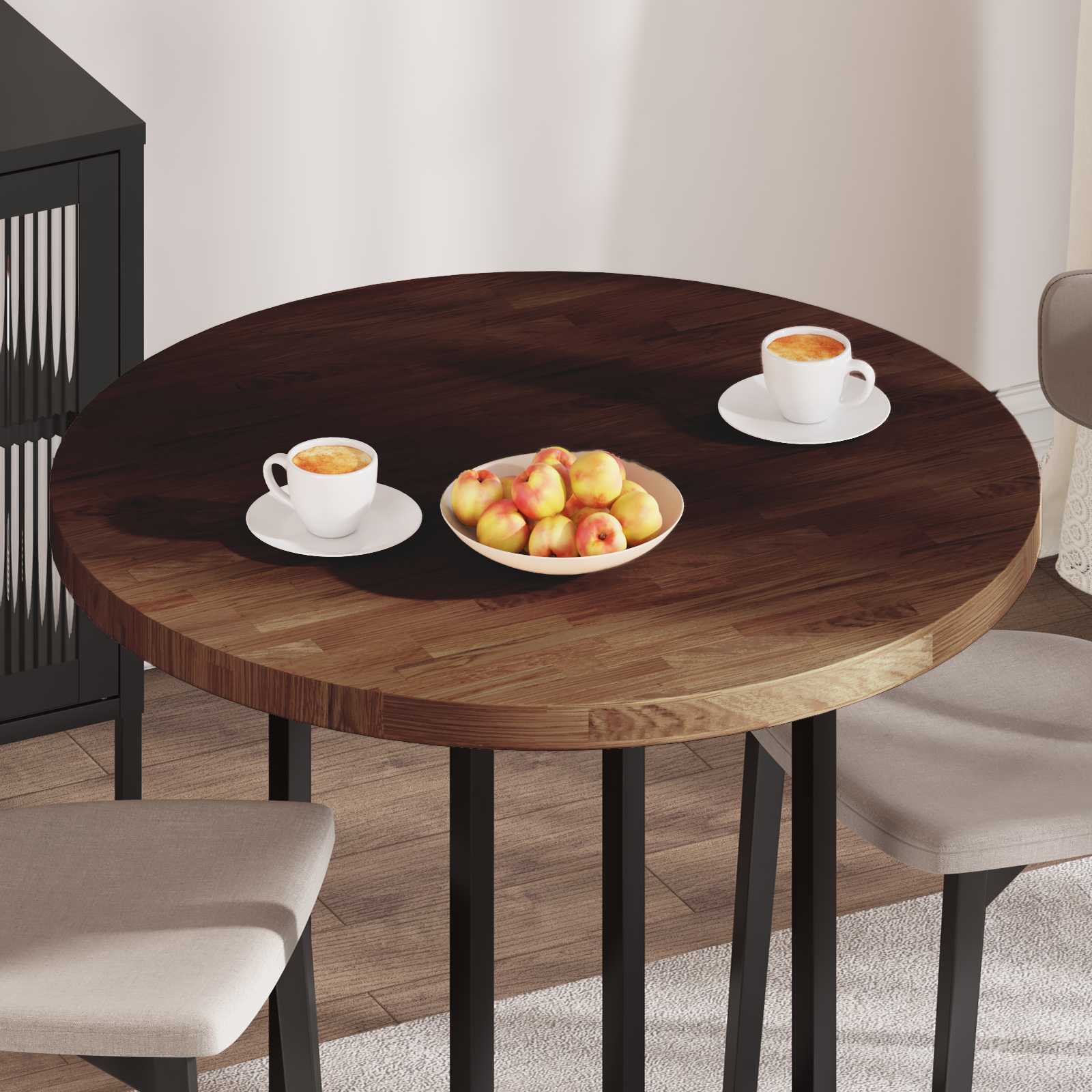 Plateau de table Ø 90 x 4 cm Rond Bois de chêne massif