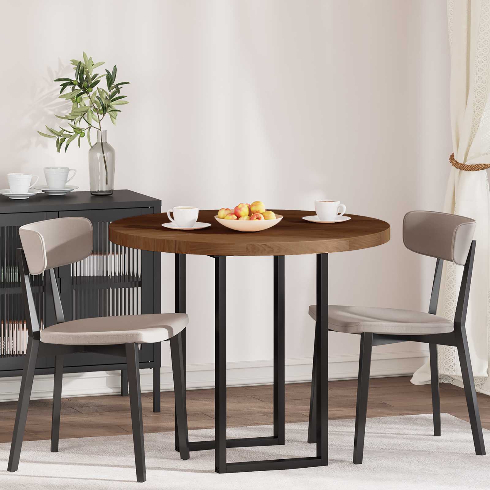 Plateau de table Ø 90 x 4 cm Rond Bois de chêne massif