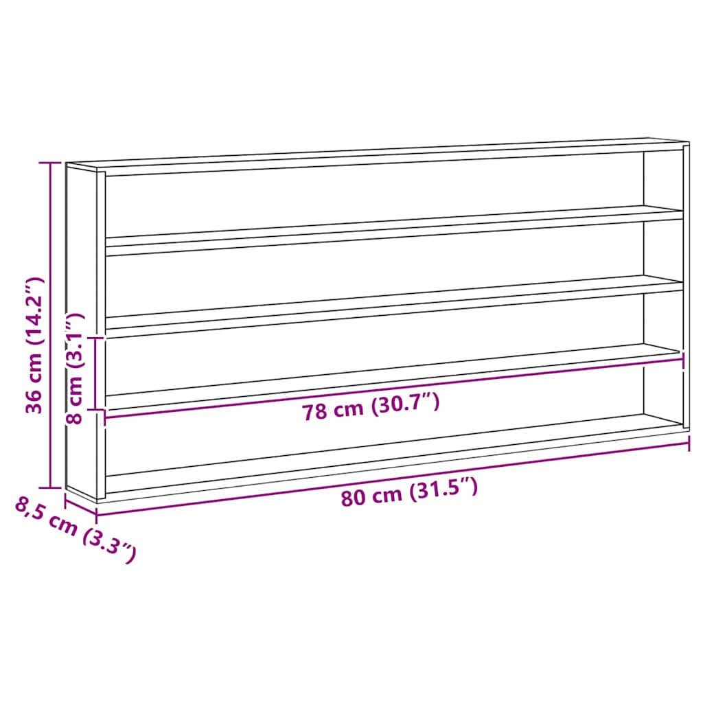 Boîte d'Exposition en Bois Marron 80 x 8,5 x 36 cm Contreplaqué - XIOS