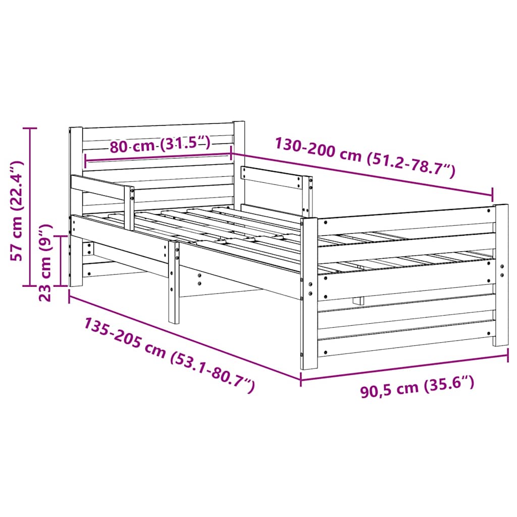 Cadre de lit Brun cire 80 x 200 cm Bois d'ingénierie - XIOS