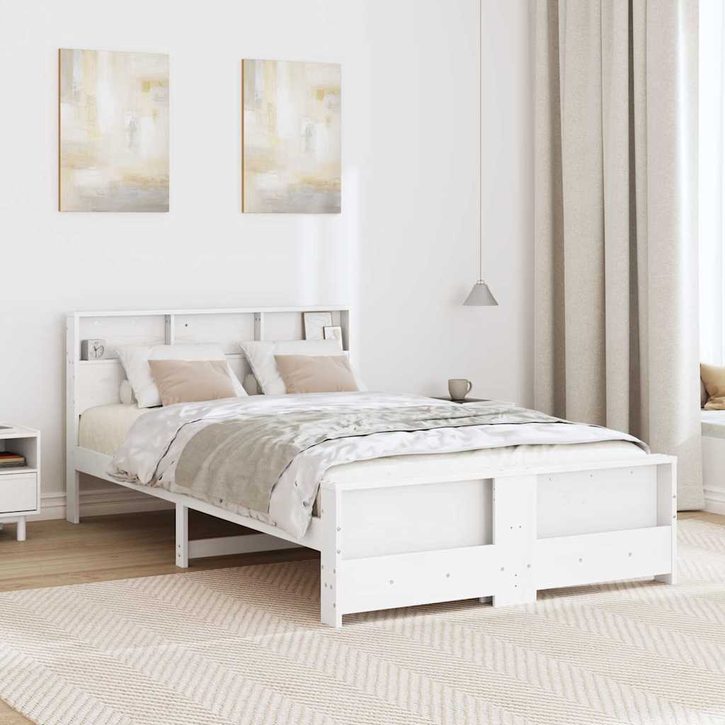 Cadre de lit Blanc 140 x 190 cm Bois massif en pin - XIOS