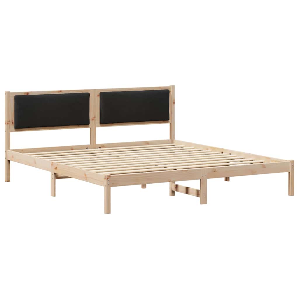 Cadre de lit avec tête de lit Noir 180 x 200 cm Pin massif - XIOS