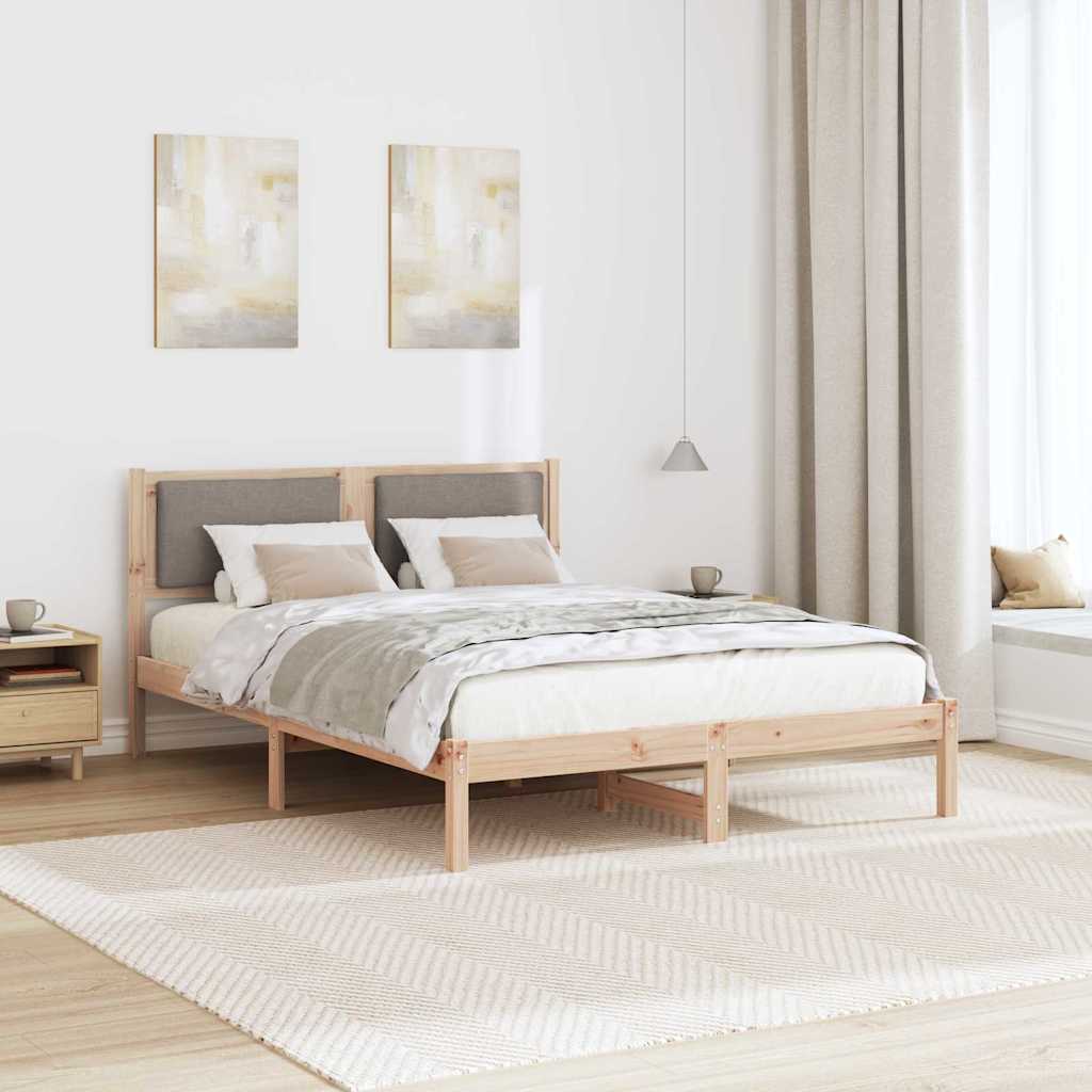 Cadre de lit avec tête de lit Taupe 140 x 190 cm Pin massif - XIOS