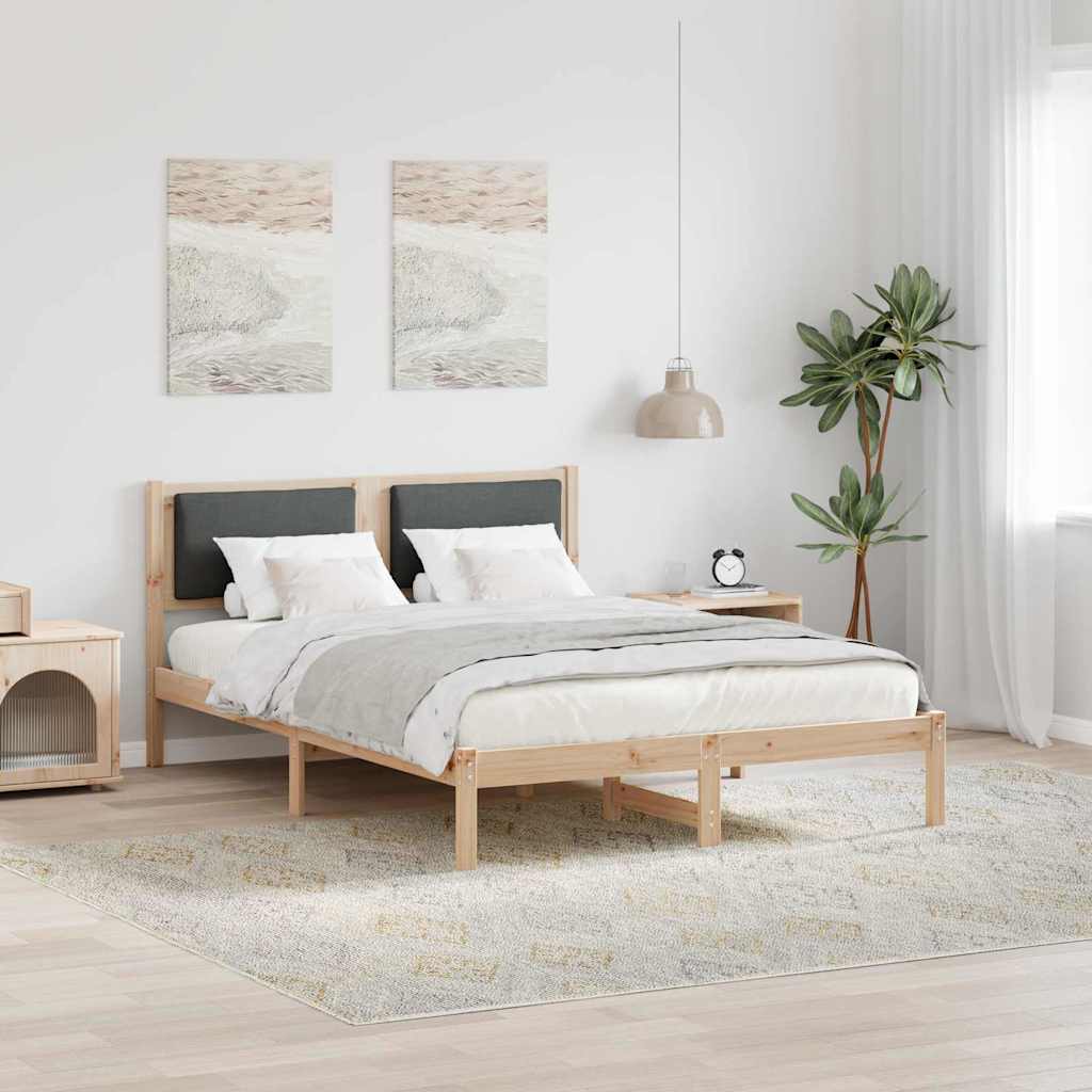 Cadre de lit Gris foncé 135 x 190 cm Pin massif