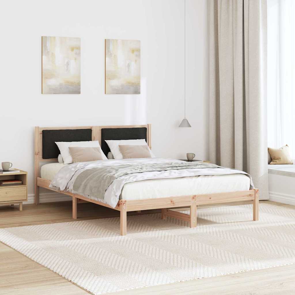 Cadre de lit avec tête de lit Noir 135 x 190 cm Pin massif - XIOS