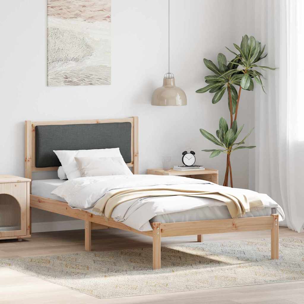 Cadre de lit avec tête de lit Gris foncé 90 x 200 cm Pin massif - XIOS