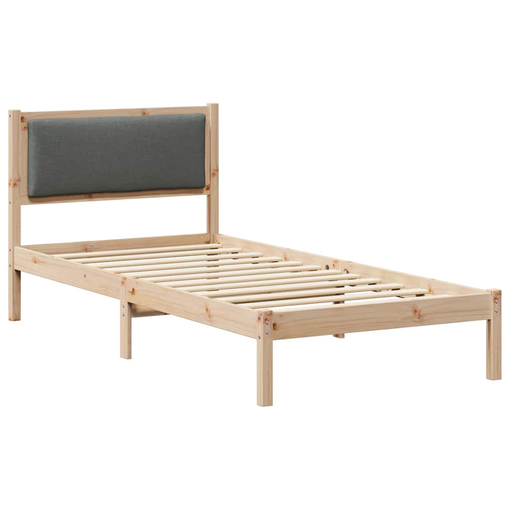 Cadre de lit avec tête de lit Gris foncé 90 x 200 cm Pin massif - XIOS