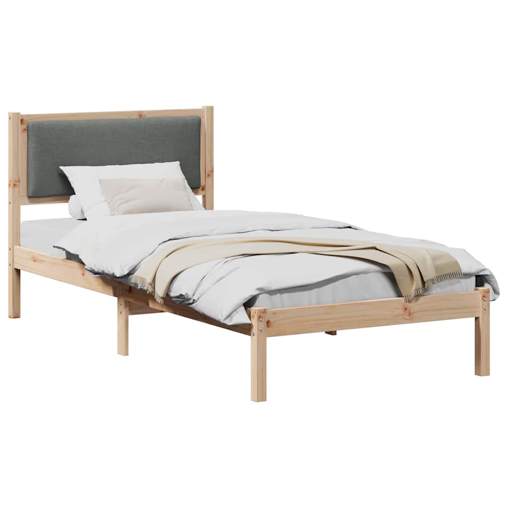 Cadre de lit avec tête de lit Gris foncé 90 x 200 cm Pin massif - XIOS