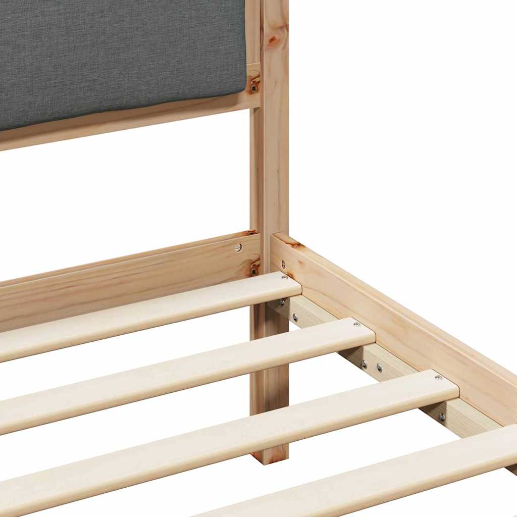 Cadre de lit avec tête de lit Gris foncé 80 x 190 cm Pin massif - XIOS