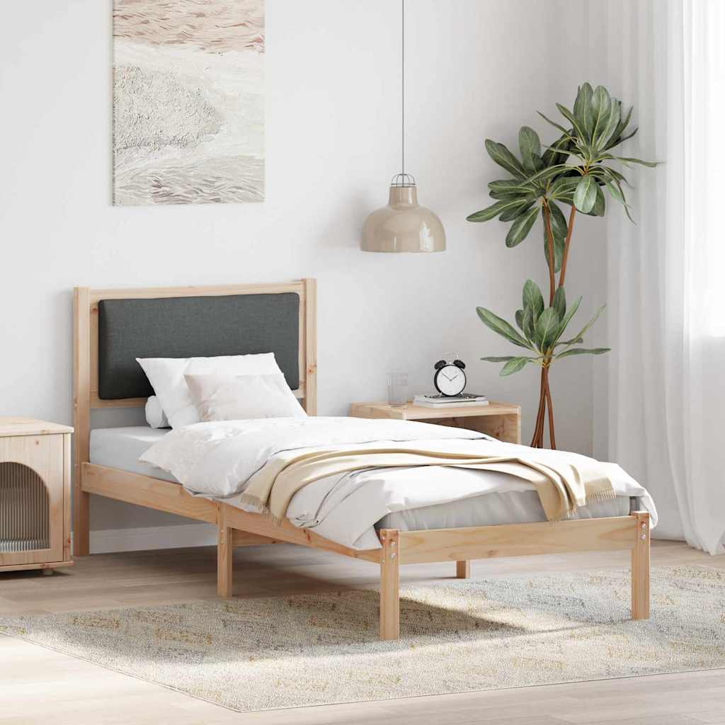 Cadre de lit avec tête de lit Gris foncé 80 x 190 cm Pin massif - XIOS
