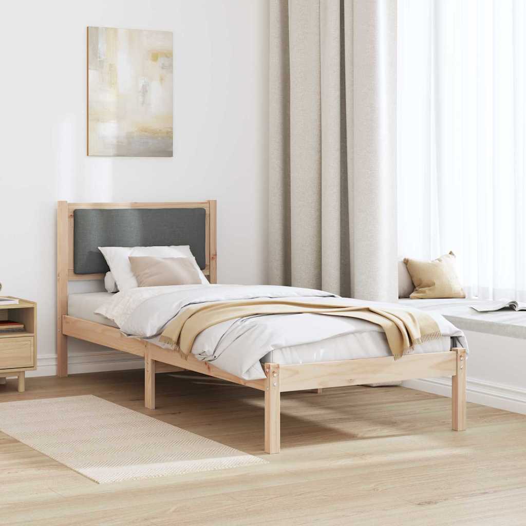 Cadre de lit avec tête de lit Gris foncé 80 x 190 cm Pin massif - XIOS