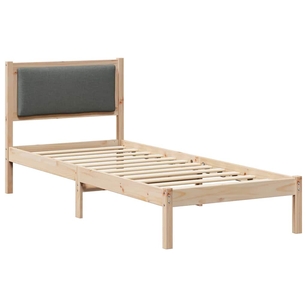 Cadre de lit avec tête de lit Gris foncé 80 x 190 cm Pin massif - XIOS