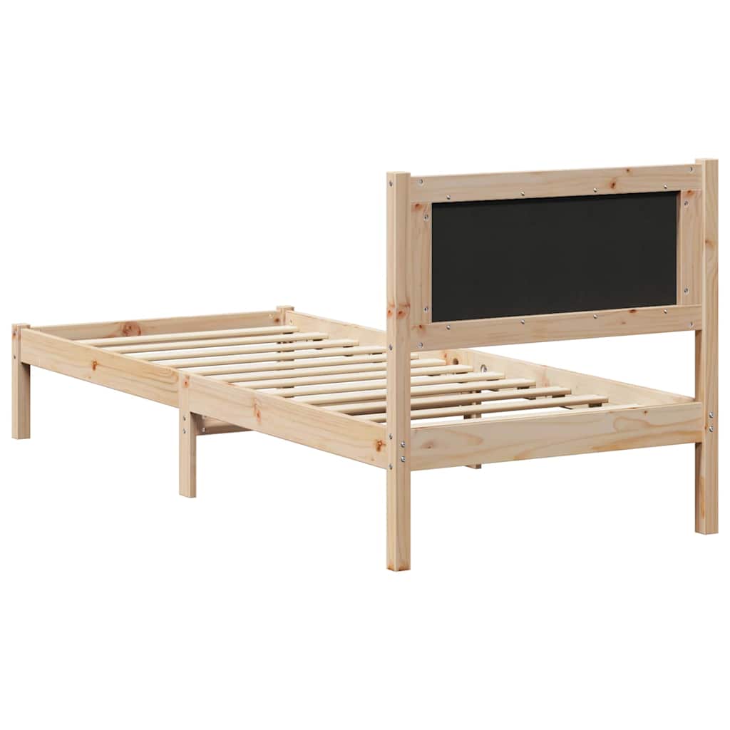 Cadre de lit avec tête de lit Gris foncé 80 x 190 cm Pin massif - XIOS