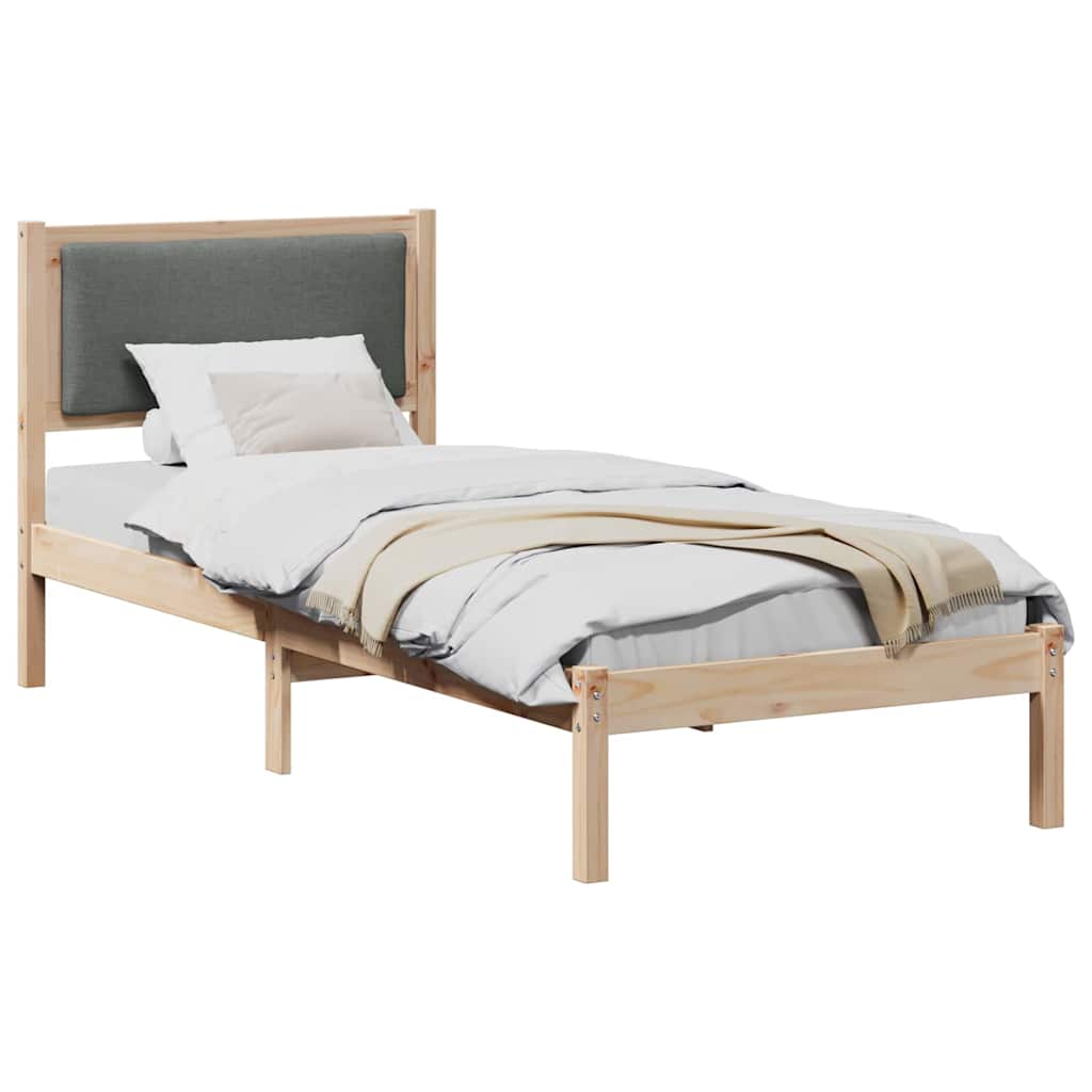 Cadre de lit avec tête de lit Gris foncé 80 x 190 cm Pin massif - XIOS
