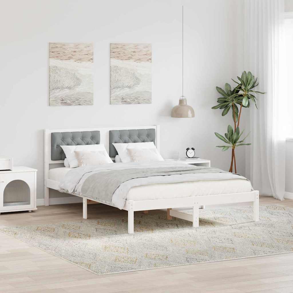 Cadre de lit avec tête de lit Gris clair 150 x 200 cm tissu - XIOS