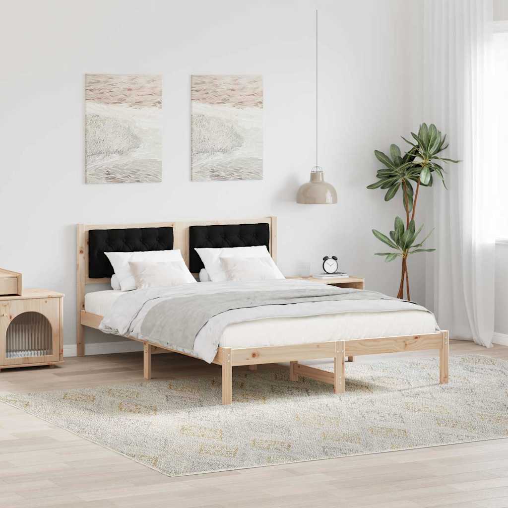 Cadre de lit avec tête de lit Noir 140 x 190 cm Pin massif - XIOS
