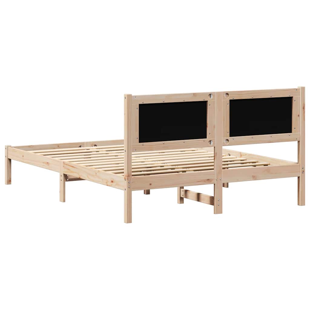 Cadre de lit avec tête de lit Noir 140 x 190 cm Pin massif - XIOS