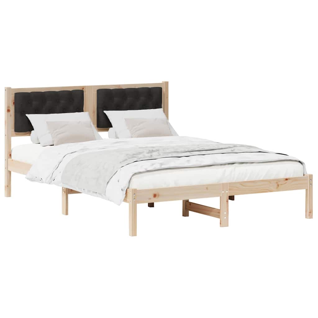 Cadre de lit avec tête de lit Noir 140 x 190 cm Pin massif - XIOS