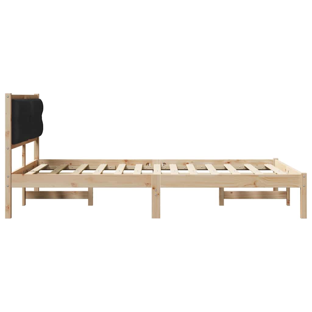 Cadre de lit avec tête de lit Noir 140 x 190 cm Pin massif - XIOS