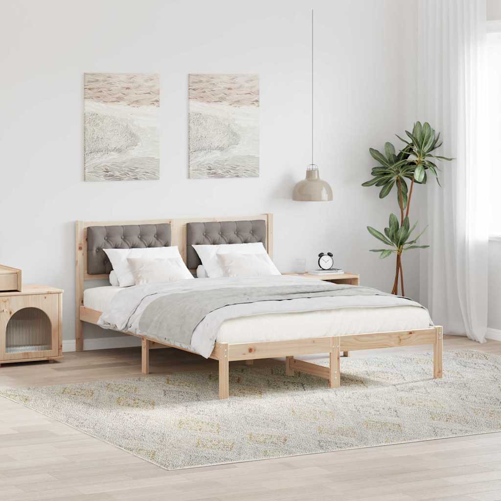 Cadre de lit avec tête de lit Taupe 140 x 190 cm Pin massif - XIOS