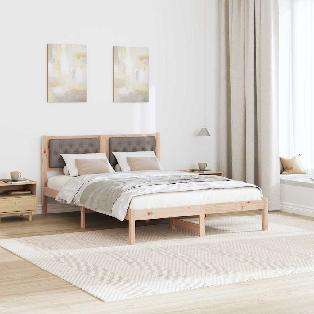 Cadre de lit avec tête de lit Taupe 140 x 190 cm Pin massif - XIOS