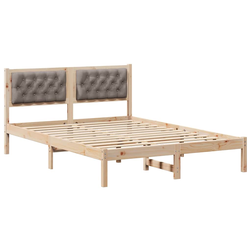 Cadre de lit avec tête de lit Taupe 140 x 190 cm Pin massif - XIOS