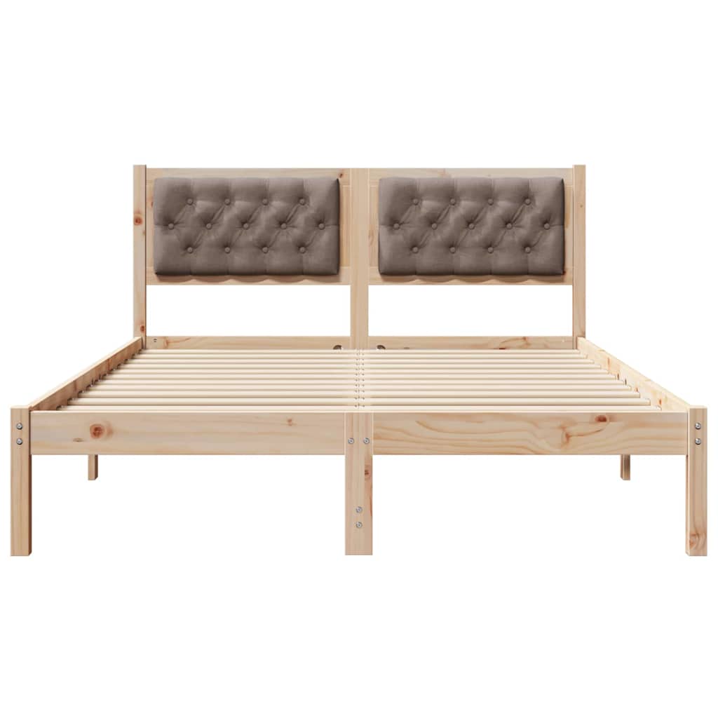 Cadre de lit avec tête de lit Taupe 140 x 190 cm Pin massif - XIOS