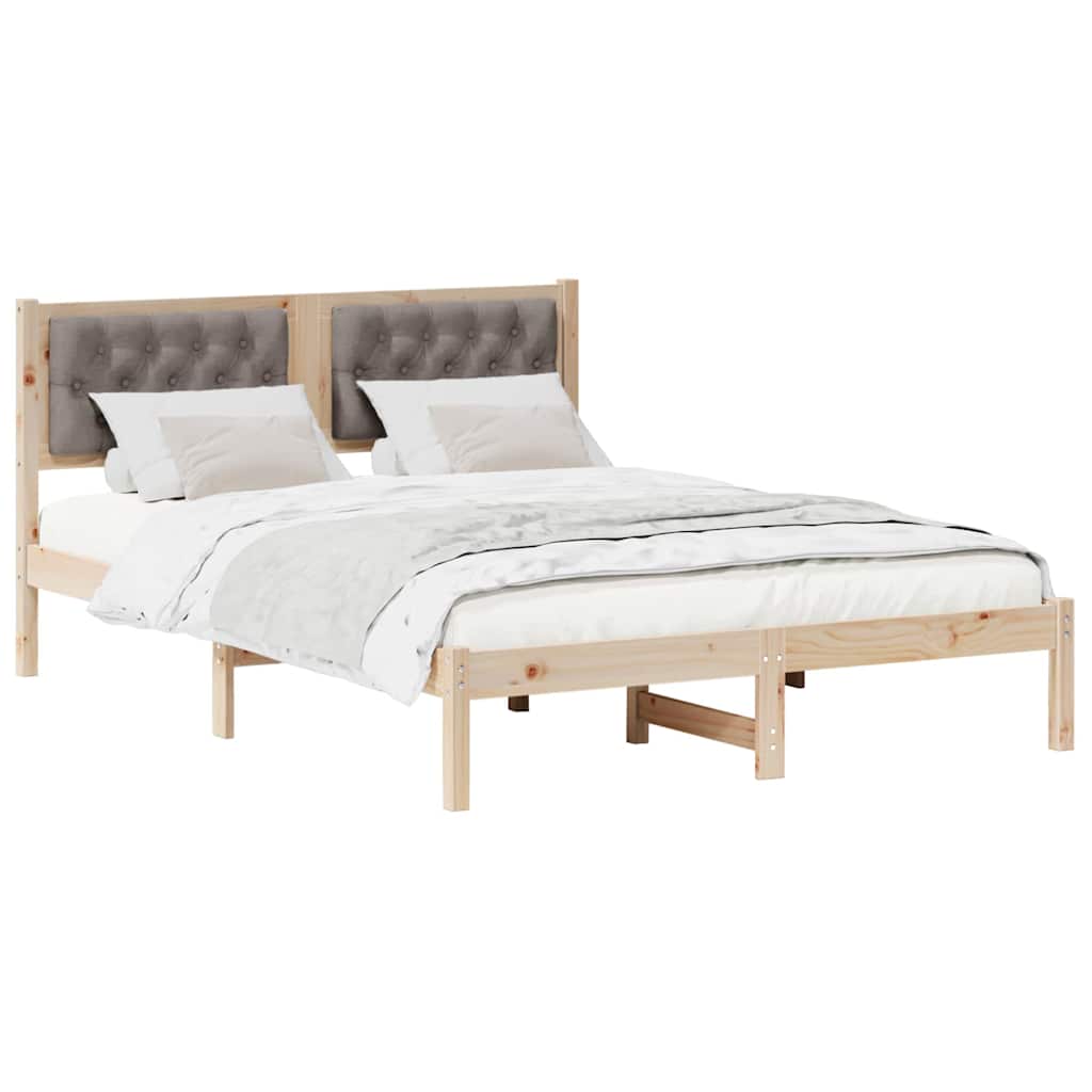 Cadre de lit avec tête de lit Taupe 140 x 190 cm Pin massif - XIOS
