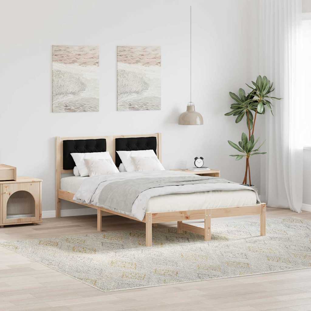 Cadre de lit avec tête de lit Noir 135 x 190 cm tissu - XIOS