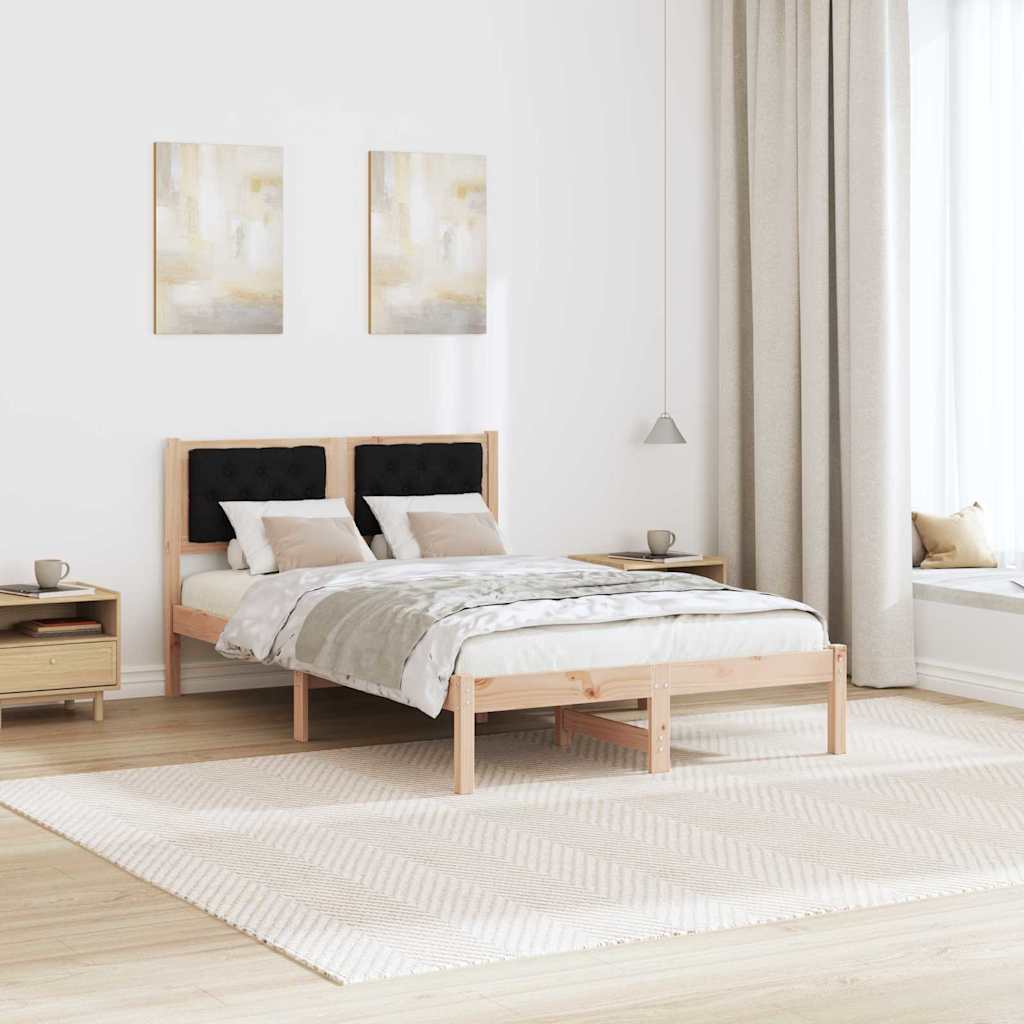 Cadre de lit avec tête de lit Noir 135 x 190 cm tissu - XIOS