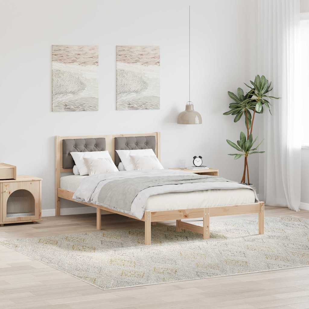 Cadre de lit avec tête de lit Taupe 135 x 190 cm tissu - XIOS