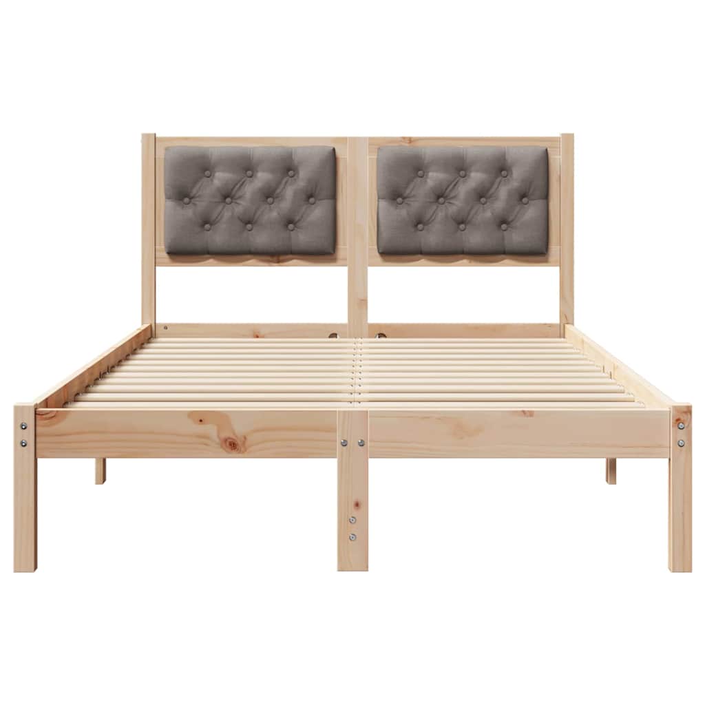 Cadre de lit avec tête de lit Taupe 135 x 190 cm tissu - XIOS