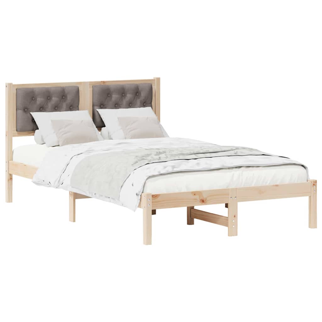 Cadre de lit avec tête de lit Taupe 135 x 190 cm tissu - XIOS
