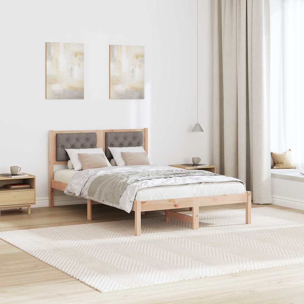 Cadre de lit avec tête de lit Taupe 120 x 190 cm Pin massif
