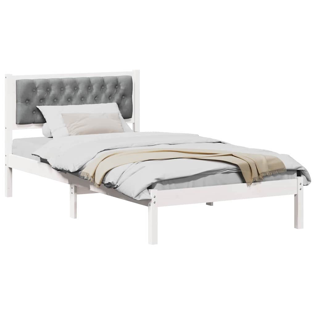 Cadre de lit avec tête de lit Gris clair 100 x 200 cm tissu - XIOS