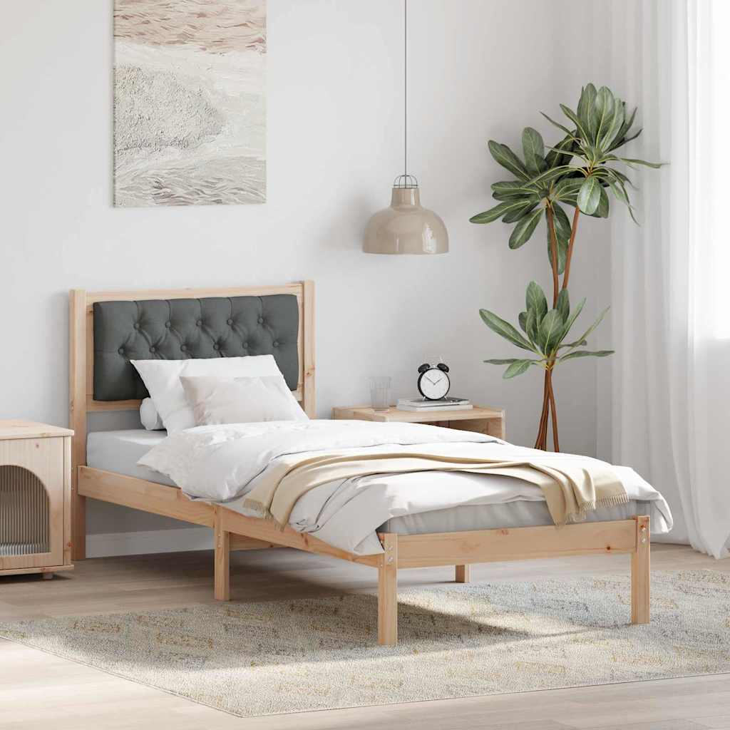 Cadre de lit avec tête de lit Gris foncé 90 x 190 cm tissu - XIOS