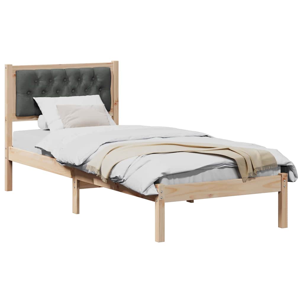 Cadre de lit avec tête de lit Gris foncé 90 x 190 cm tissu - XIOS