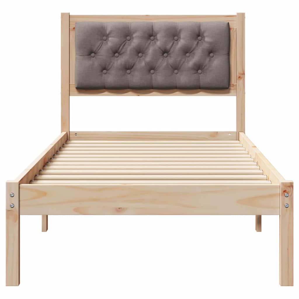 Cadre de lit avec tête de lit Taupe 90 x 190 cm tissu - XIOS
