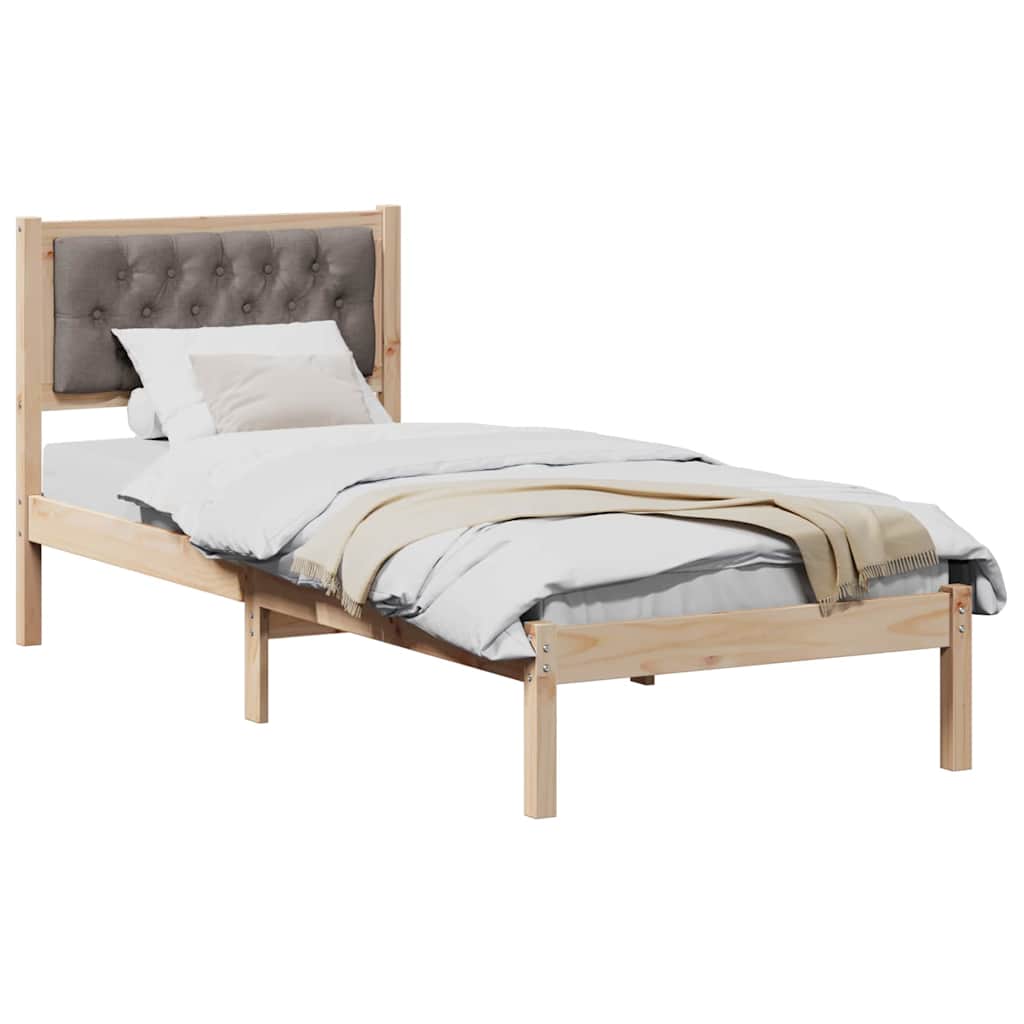 Cadre de lit avec tête de lit Taupe 90 x 190 cm tissu - XIOS