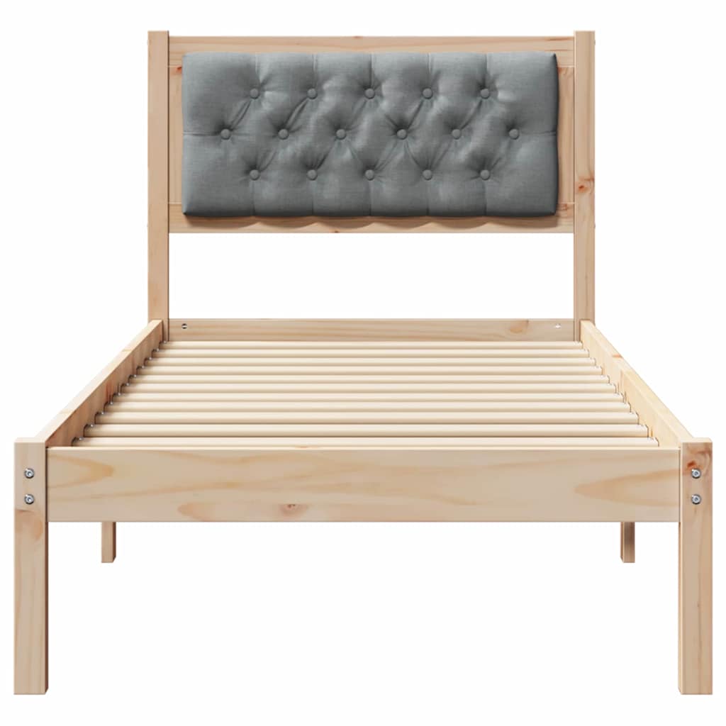 Cadre de lit avec tête de lit Gris clair 75 x 190 cm tissu - XIOS