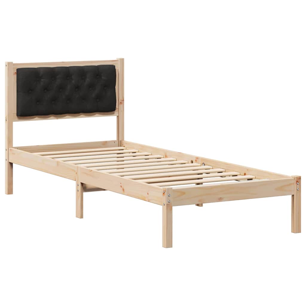 Cadre de lit avec tête de lit Noir 75 x 190 cm tissu - XIOS